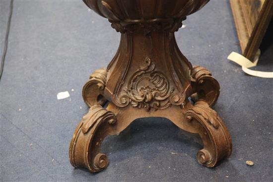 A 19th century Venetian carved walnut grotto chair, W.1ft 7in. H.3ft 1in.